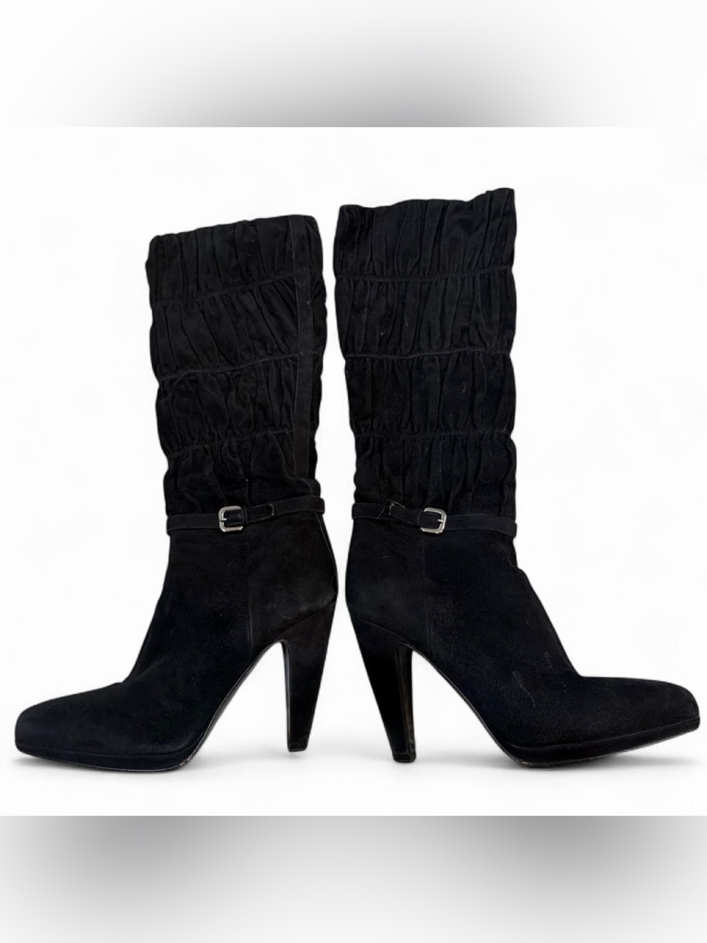 Prada Black Suede Knee High Boots